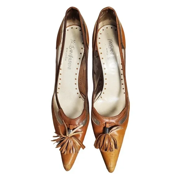 YSL Yves‎ Saint Laurent Pointed Toe Tassel Pump Womens 39 US 9 Western Old Money - Picture 5 of 14